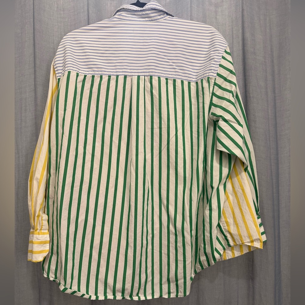 GAP “The Big Shirt” - Pink/Green/Yellow/Blue Multicolor Stripes - Size L - Picture 2 of 2